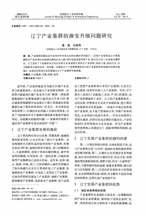 辽宁产业集群的演变升级问题研究