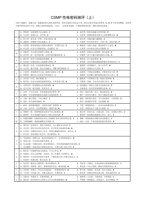 性格密码测试40题