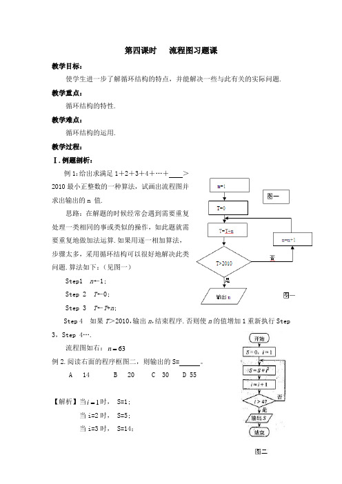 人教版高中数学选修(1-2)-4.1《流程图》第四课时参考教案