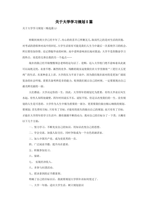 关于大学学习规划5篇