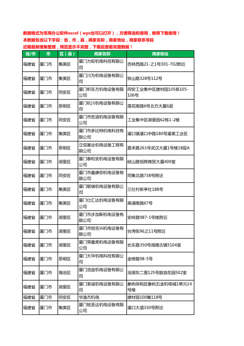 2020新版福建省厦门市机电科技有限公司工商企业公司商家名录名单黄页联系电话号码地址大全382家