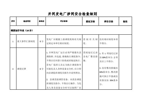 并网发电厂涉网安全检查细则