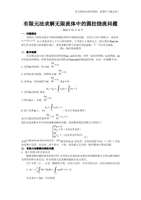 有限元法解圆柱绕流问题