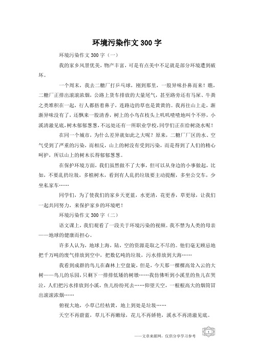 环境污染作文300字