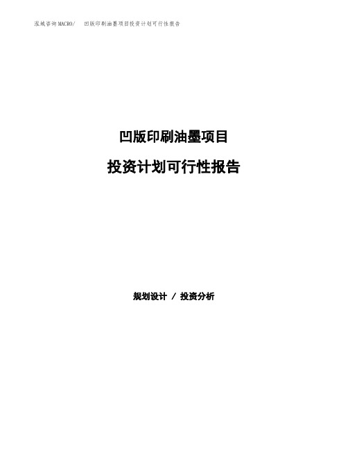 凹版印刷油墨项目投资计划可行性报告(模板参考范文)