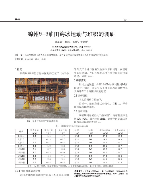 锦州9-3油田海冰运动与堆积的调研