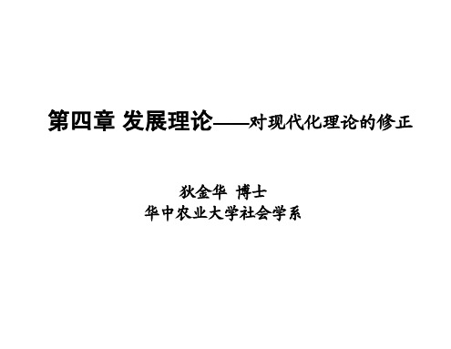 第四章 发展理论——对现代化理论的修正1