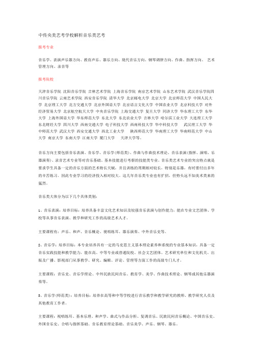 中传央美学校解析音乐类艺考专业