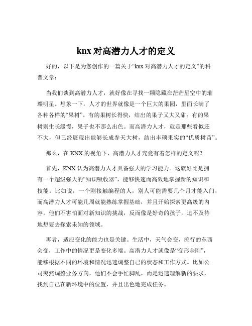 knx对高潜力人才的定义