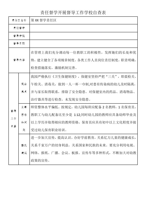 责任督学开展督导工作学校自查表