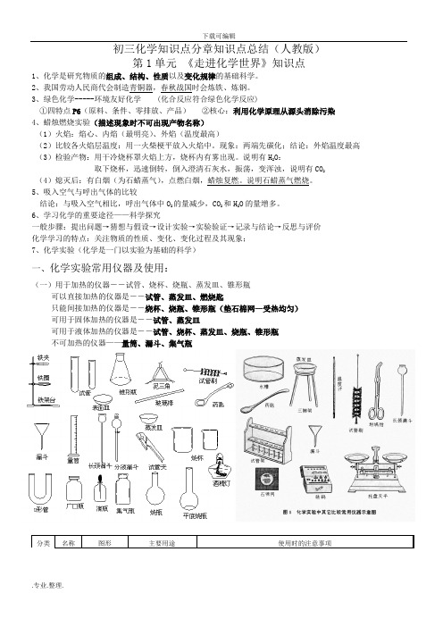 初三化学知识点复习总结(精华版)