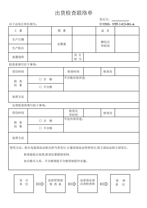 出货检查联络单