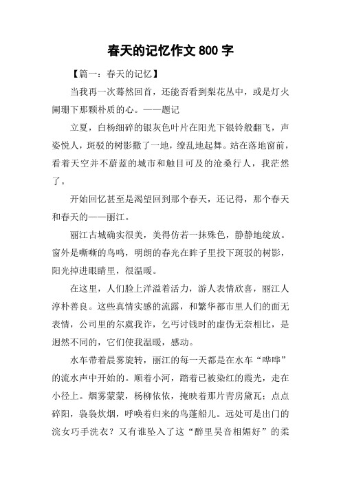 春天的记忆作文800字