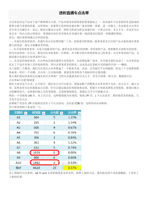 直通车点击率详解