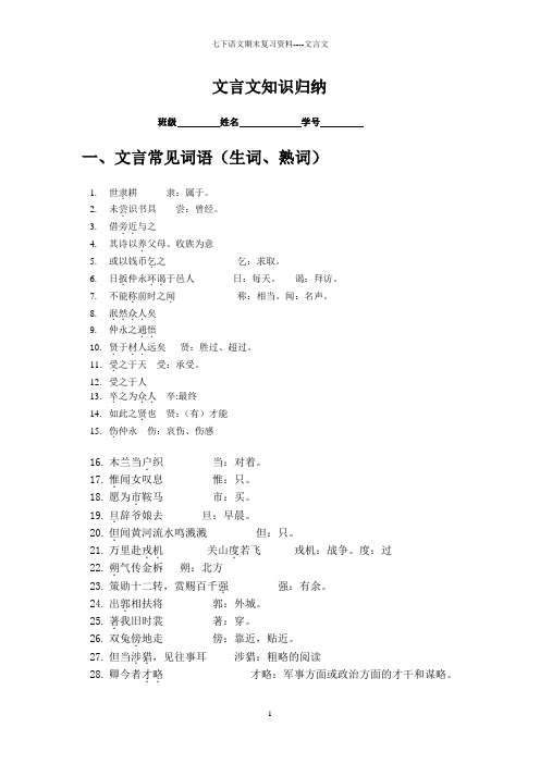 知识归纳文言文分类