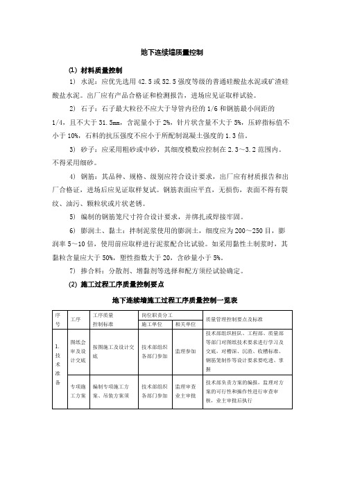 地下连续墙施工质量控制要点