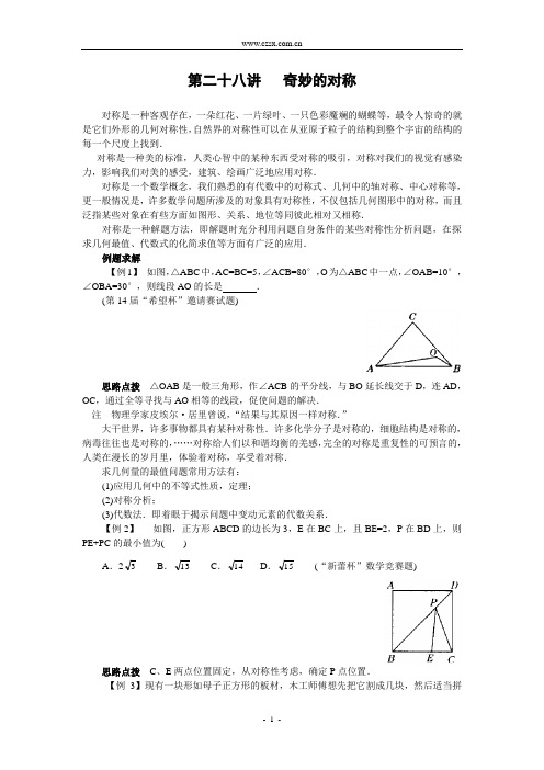 第二十八讲 奇妙的对称(含答案)-