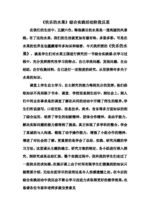 畅游水果乐园阶段反思