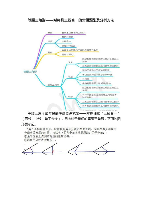 等腰三角形——对称及三线合一的常见题型及分析方法