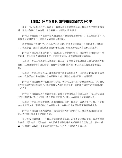 【想象】20年后的我 塑料袋的自述作文600字