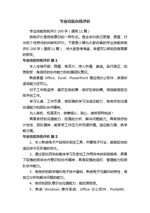 专业技能自我评价