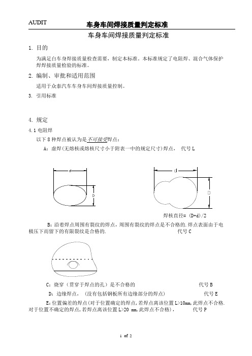 AUDIT焊接质量判定标准