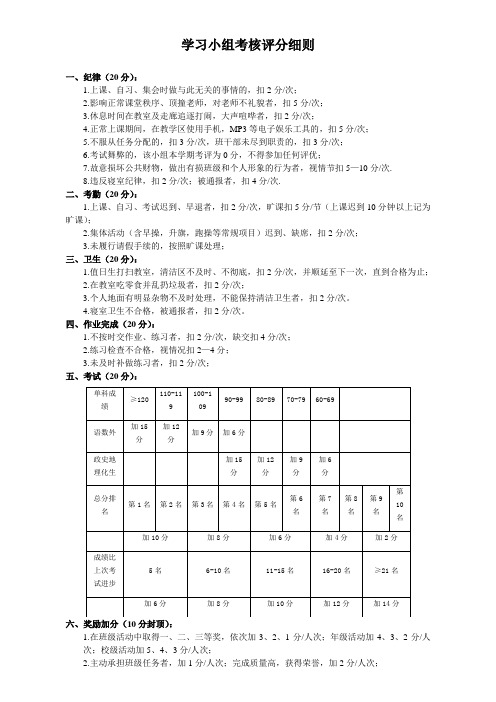 学习小组评分细则