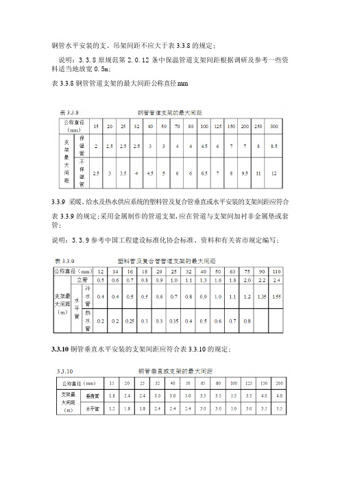 给排水施工规范管道管架的最大间距