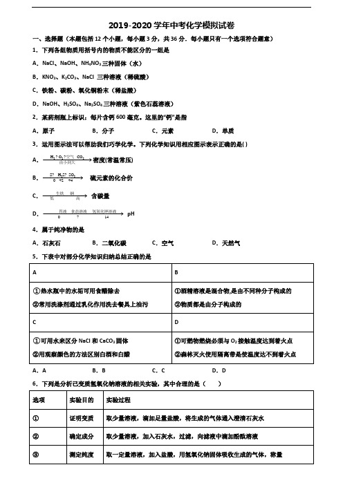 〖精选4套试卷〗2021学年广西省钦州市中考化学复习检测试题