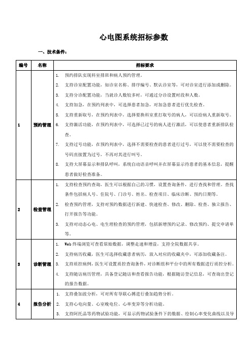 心电图系统招标参数