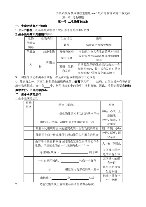 走进细胞测试题含答案