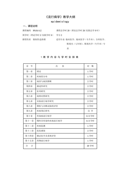 8.《流行病学》(第9版)教学大纲(适用临床医学等专业)