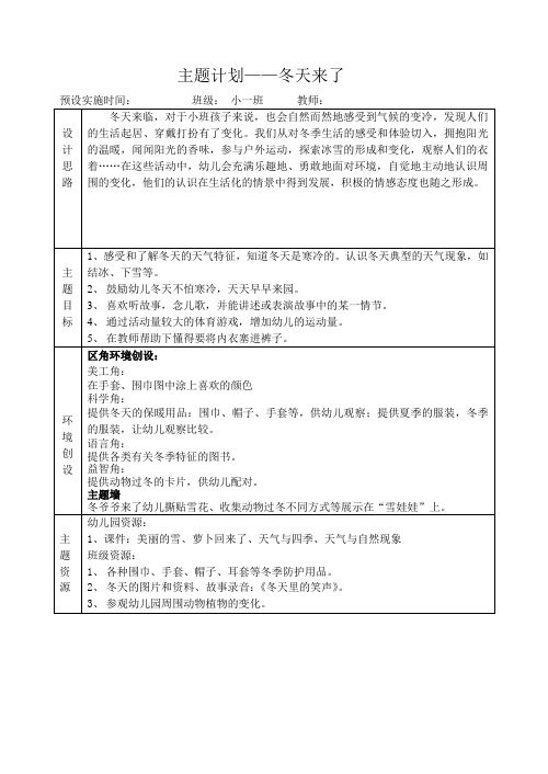 主题计划——冬天来了