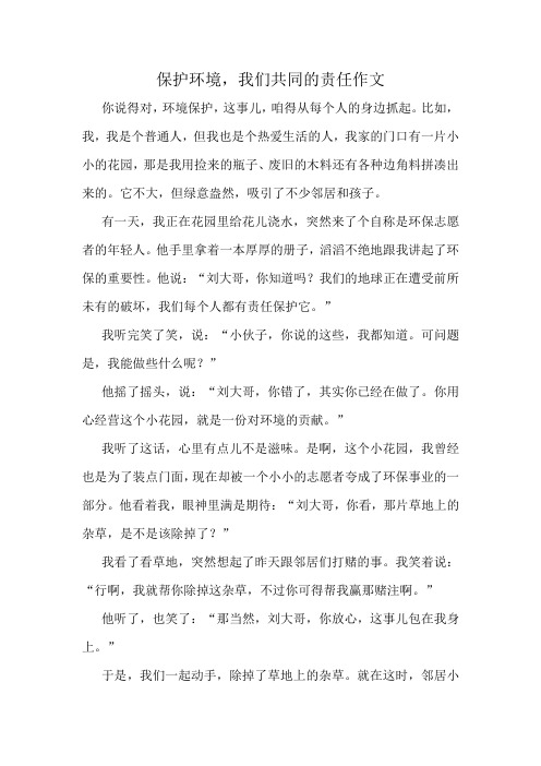 保护环境,我们共同的责任作文精选10篇