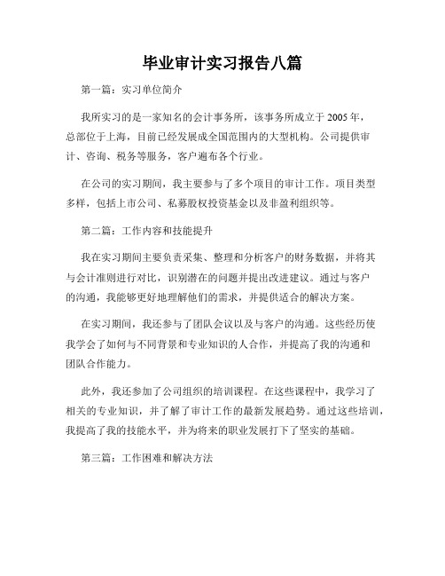 毕业审计实习报告八篇