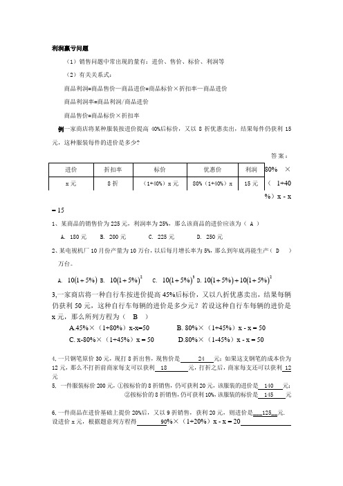 利润赢亏问题