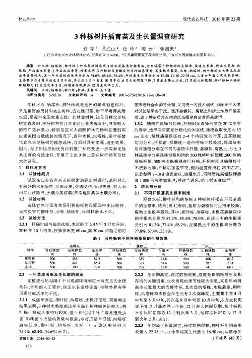 3种栎树扦插育苗及生长量调查研究