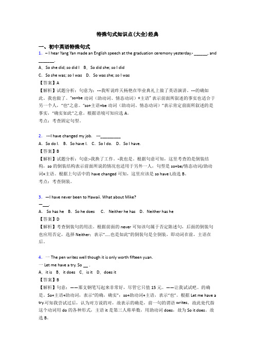 特殊句式知识点(大全)经典