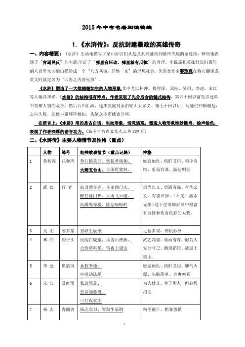 初中名著阅读精编(精简版)