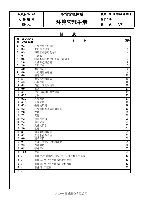 ISO14001-2015环境管理手册正文