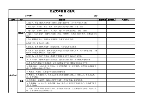 安全文明检查记录表