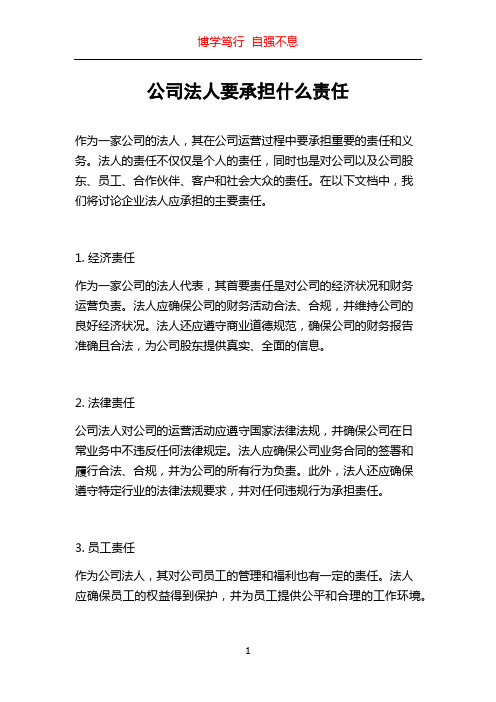 公司法人要承担什么责任