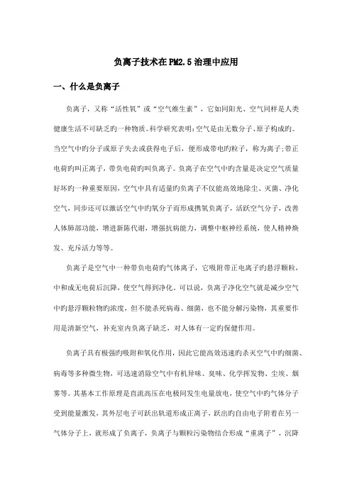 负离子技术及其在治理中应用的分析报告