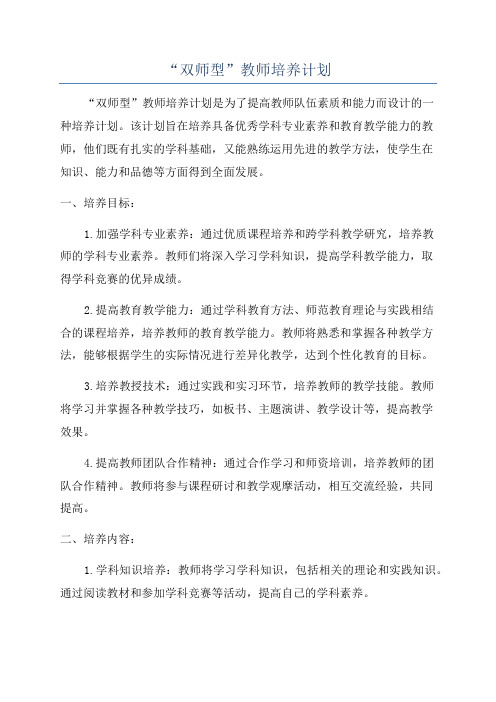 “双师型”教师培养计划