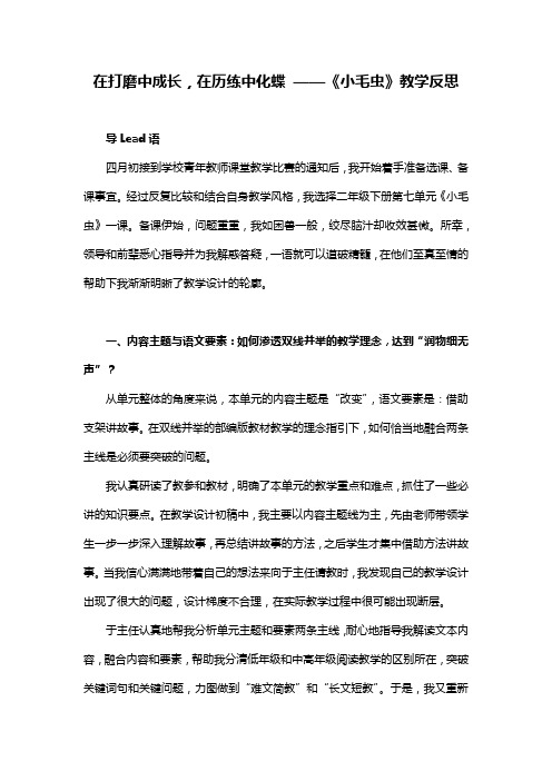 在打磨中成长,在历练中化蝶 ——小毛虫的教学反思