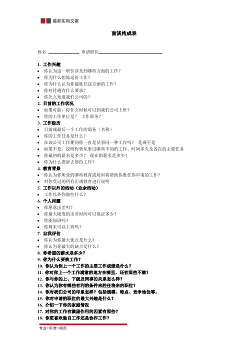 【企业管理】面谈构成表