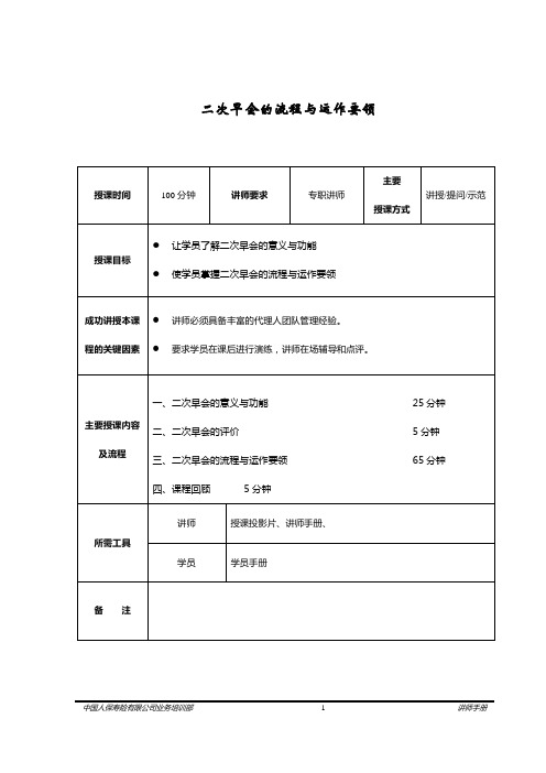 二次早会的流程与运作要领--讲师手册