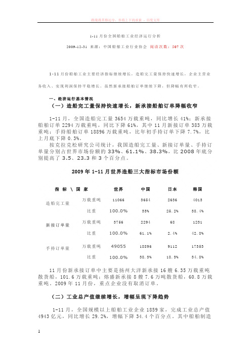 11月份全国船舶工业经济运行分析 (1)