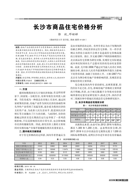 长沙市商品住宅价格分析