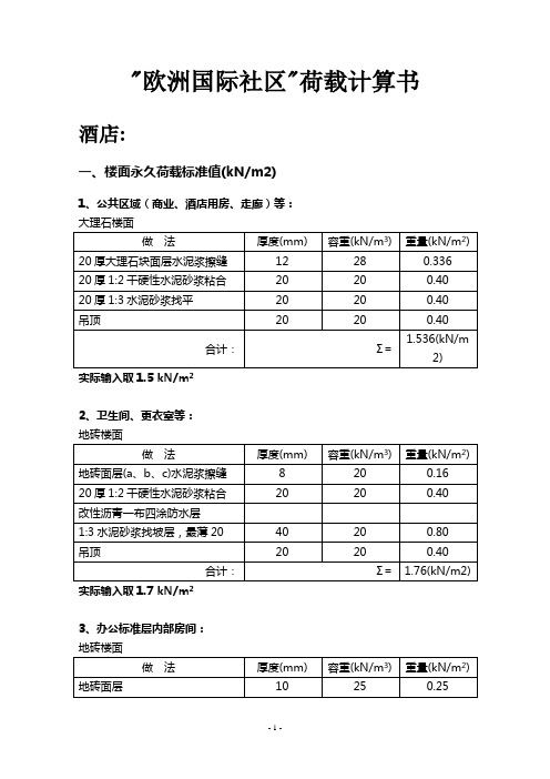 (完整版)荷载计算书(通用版)2012.7.24